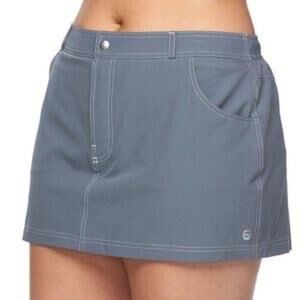 New FREE COUNTRY Cloud Grey/White Woven Stretch  Mini Skirt Skort 1X (16-18)